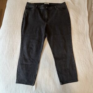 Abercrombie & Fitch The Mom High Rise Jeans Plus Size 35 Black Wash Straight Leg